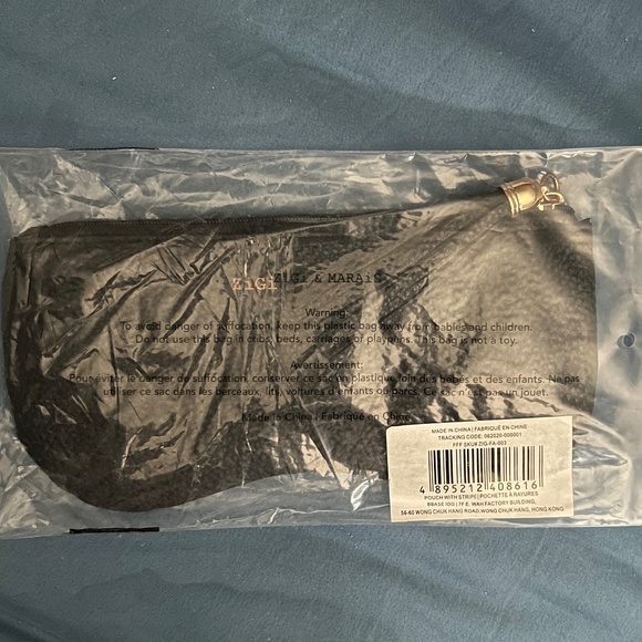 NIB Zigi & Marais Black Pouch with Rose Gold Strip - Picture 8 of 9